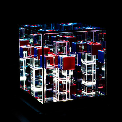 Space Cross with red and blue